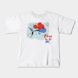 Red,White and Blue Mermaid Kids T-Shirt